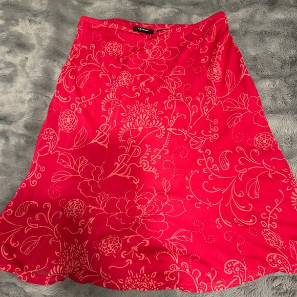 Express Dresses & Skirts - Elegant Red Rose Skirt - Timeless Beauty for Your Wardrobe